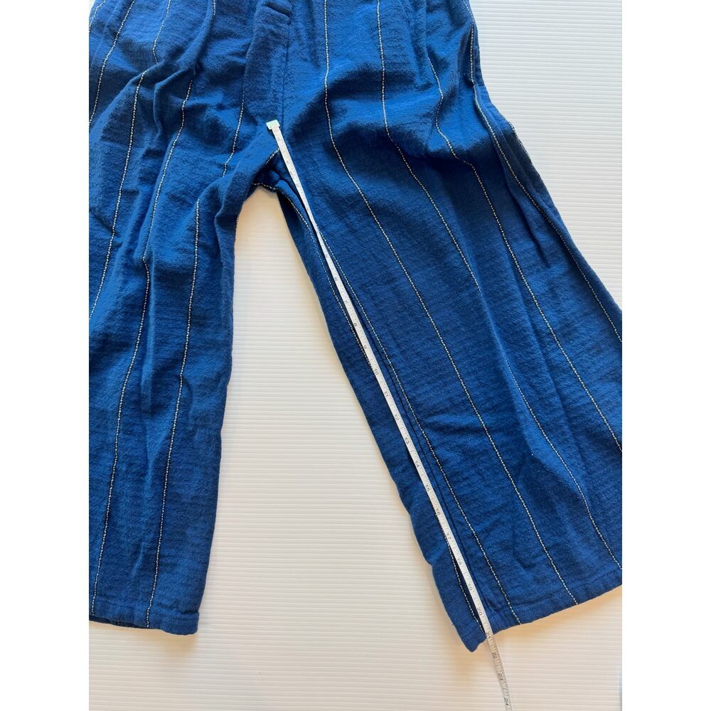 Billabong Paint The Town Jumpsuit XS Blue Striped Wide Leg Cotton Cropped - Picture 9 of 16